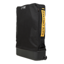 mountain buggy travel bag shown upright with gate checked label showing bag being taken to the plane door with KCCO logo_black
